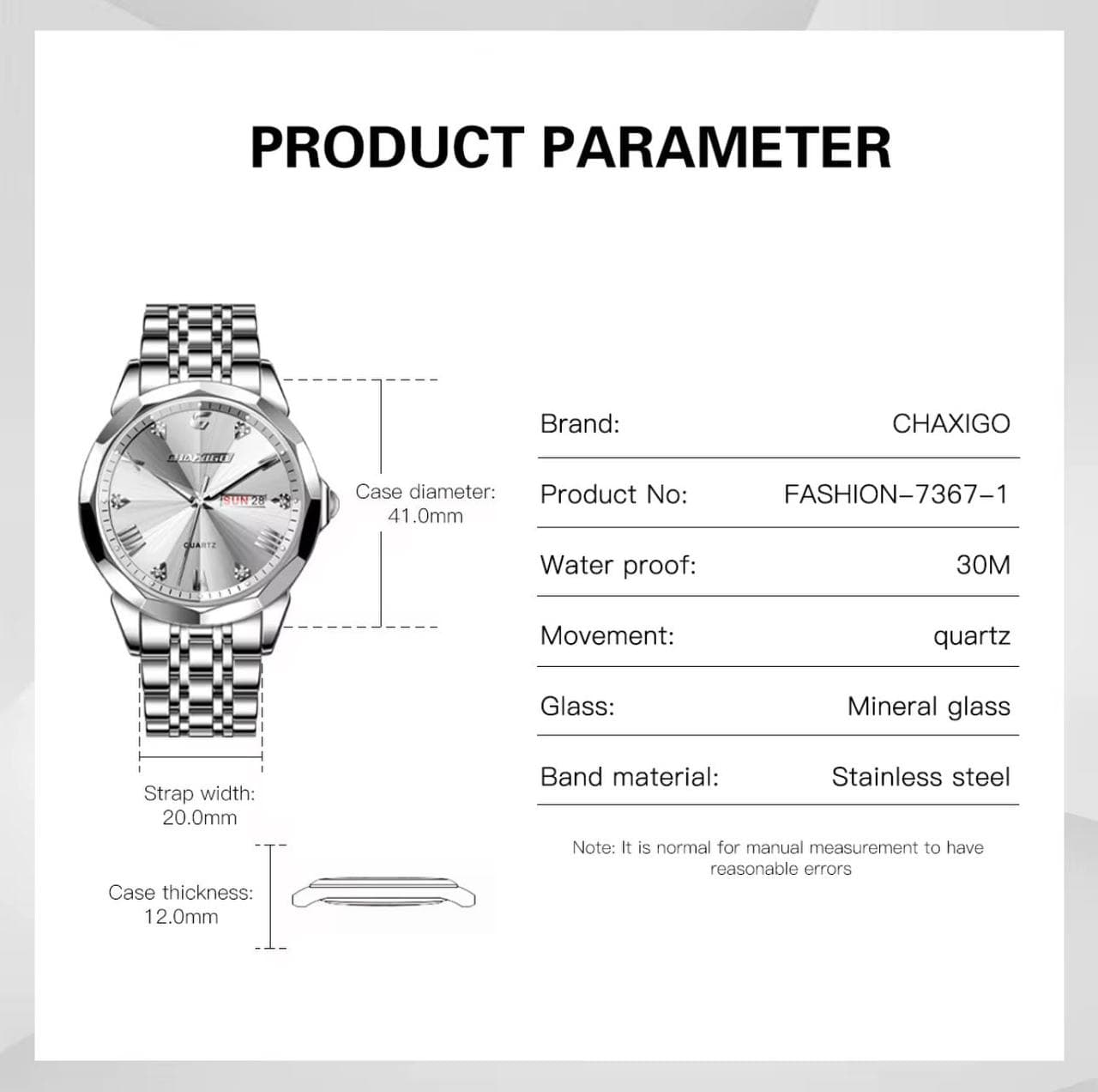 Chaxigo Day & Date Display Watch #7367 thumbnail 4