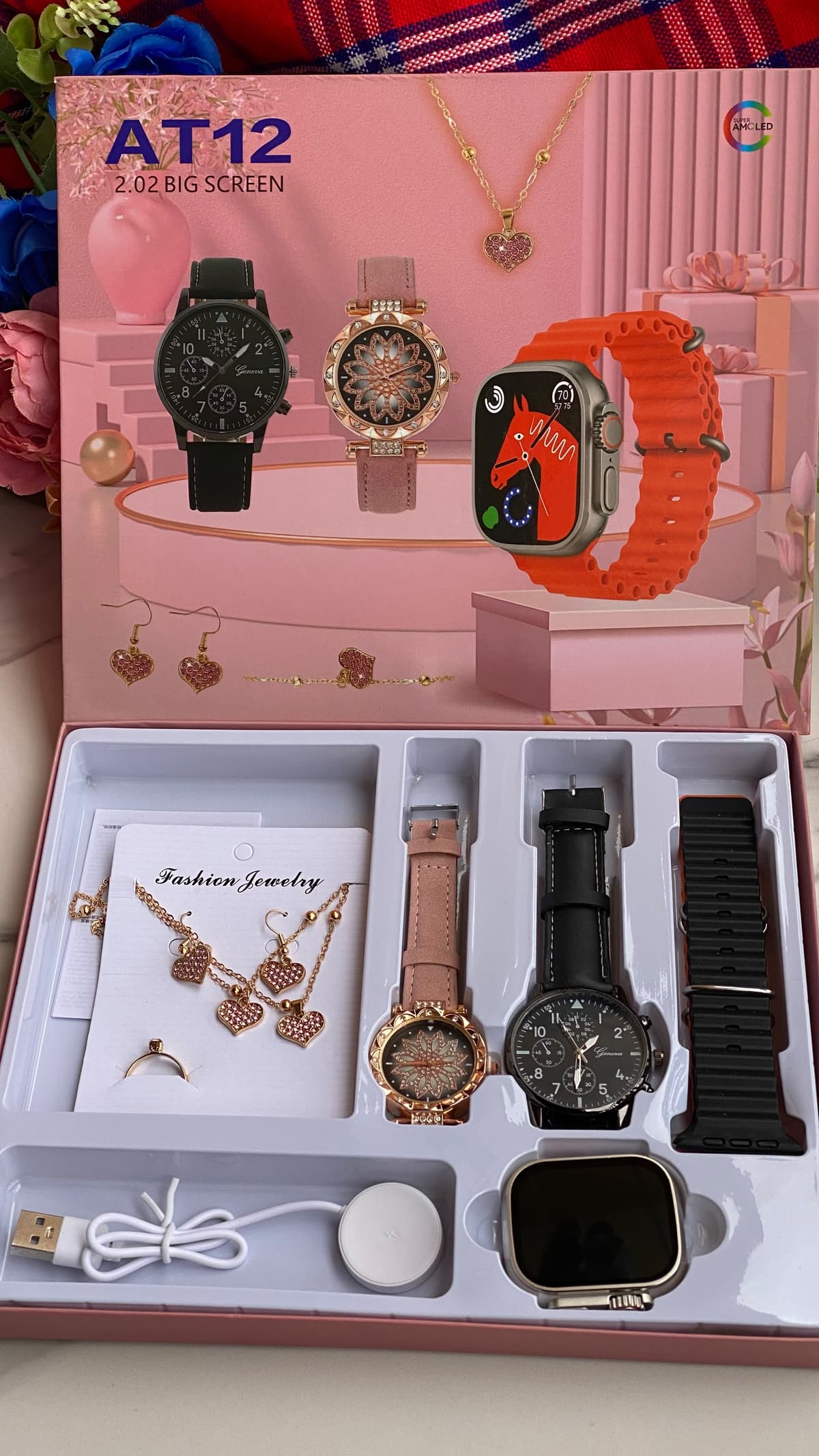 Complete Smart watch ,Couple’s Watch &Jewelry Gift Set