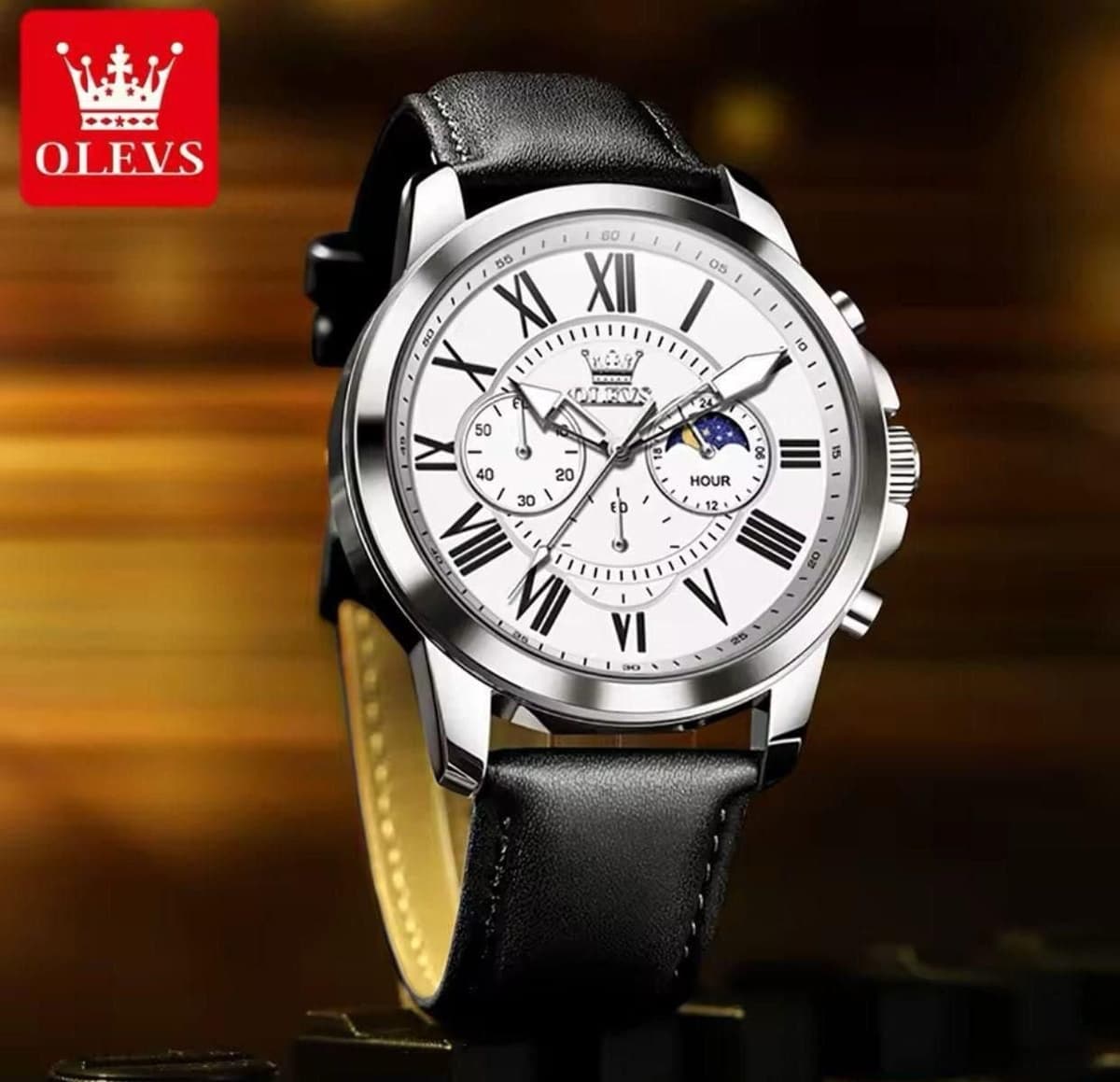 OLEVS 3632 Chronograph Moon Phase Watch