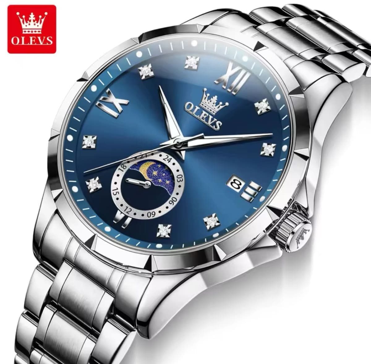 OLEVS Luxury Men's Moon Phase Quartz Watch 2956