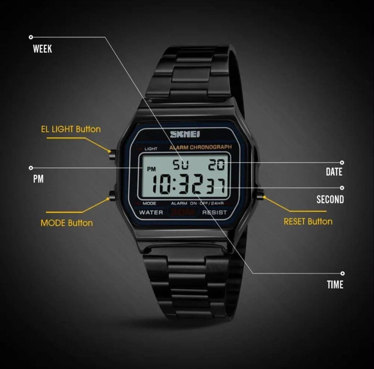 SKMEI 1123 Vintage Digital Watch